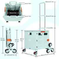 65L Collapsible Rolling Cart with Lid & Stair - Climbing Wheels - AxenBox