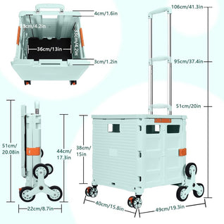 Zusammenklappbarer Rollwagen (65 Liter) mit Deckel und Treppensteigrollen 