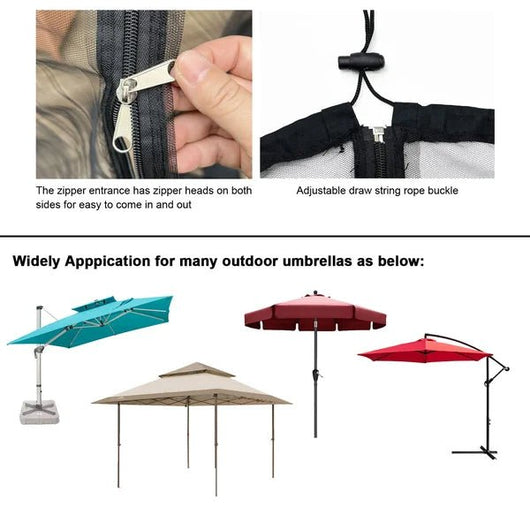 7.5 - 10 FT Patio Umbrella Mosquito Net, Gift For Camping Lovers - AxenBox