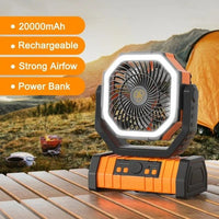Camping Fan - Powered Fan Rechargeable with LED Lantern - AxenBox