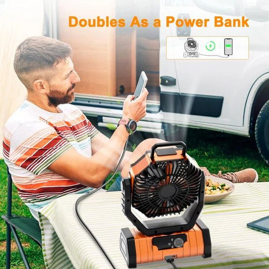 Camping Fan - Powered Fan Rechargeable with LED Lantern - AxenBox