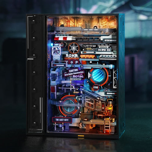 Futuristisches Murmelbahn-Puzzle im Cyberpunk-Stil