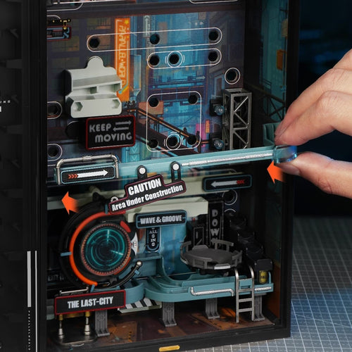 Futuristisches Murmelbahn-Puzzle im Cyberpunk-Stil