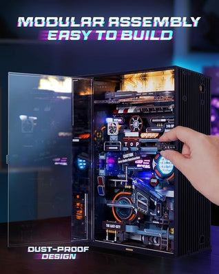 Futuristisches Murmelbahn-Puzzle im Cyberpunk-Stil