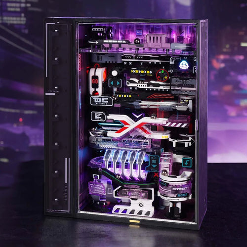 Futuristisches Murmelbahn-Puzzle im Cyberpunk-Stil