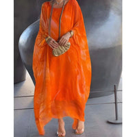 Elegant Chiffon Marbleized Print Dress - AxenBox