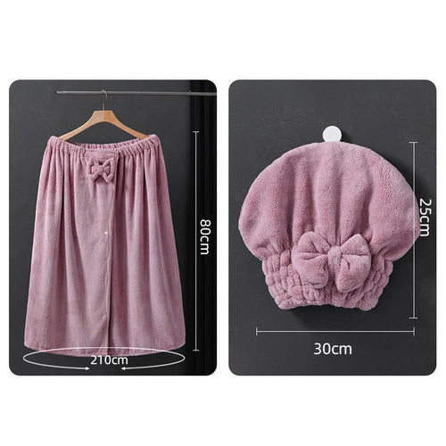 Extra großes, weiches, saugfähiges und elastisches Bademantel- und Haartrockenhauben-Set (2-teilig)