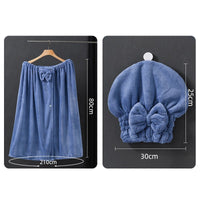 Extra - Large Soft Absorbent Elastic Bathrobe & Hair Drying Cap 2 - Piece Set - AxenBox