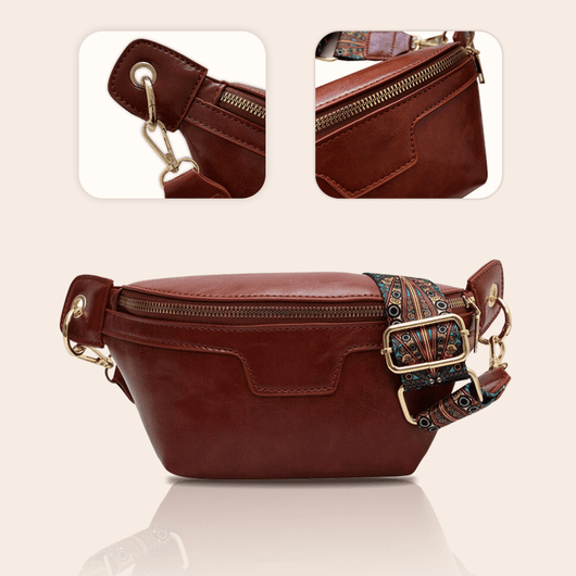 Lannie Women Vintage Bohemian Fashion High Quality Leather Crossbody Bag with Zipper for Casual and Travel - AxenBox
