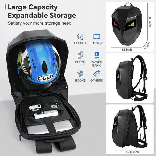 LED-Motorradhelm-Rucksack