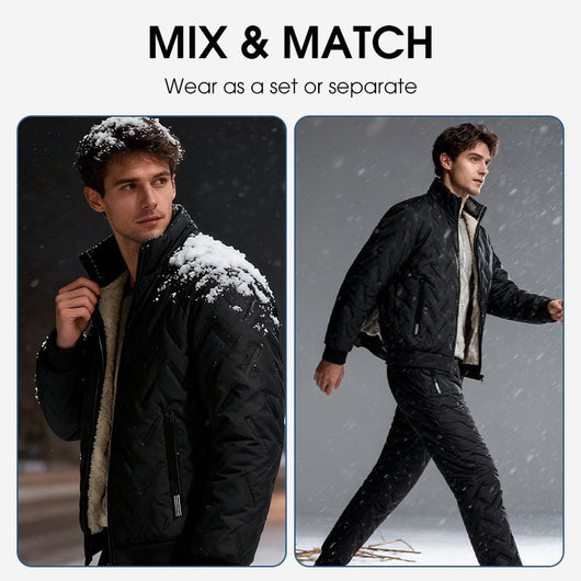Men's Stylish Warm Jacket & Pants Two - Piece Set - AxenBox