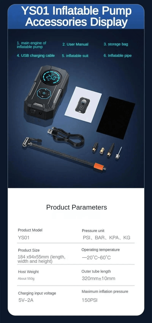 Portable Tyre Inflator & Rechargeable Pocket Air Pump - AxenBox