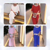 Sequin Elegant Two - piece Set Pantsuit Batwing Sleeve Women Blouse - AxenBox