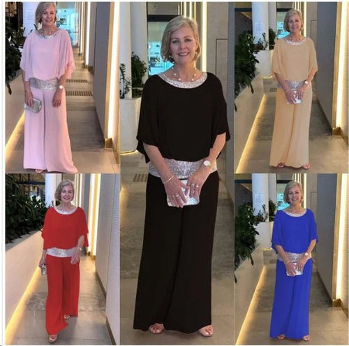 Elegantes zweiteiliges Set mit Pailletten und Farbblockmuster