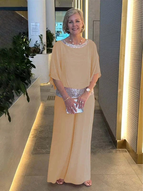 Elegantes zweiteiliges Set mit Pailletten und Farbblockmuster