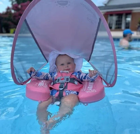 Smart Swim Trainer, Baby Pool Float With Canopy and Solid Swimming Waist Ring - AxenBox