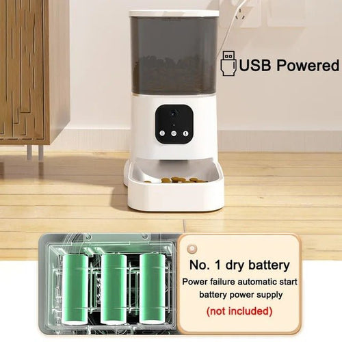 Intelligenter WLAN-Katzenfutterautomat mit Kamera und Audio – 6 l